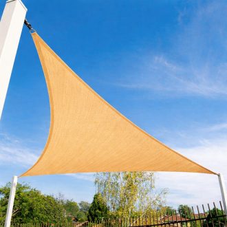   Napvitorla - árnyékoló teraszra, háromszög alakú 3,6x3,6x3,6 m Aranyhomok színben - HDPE anyagból