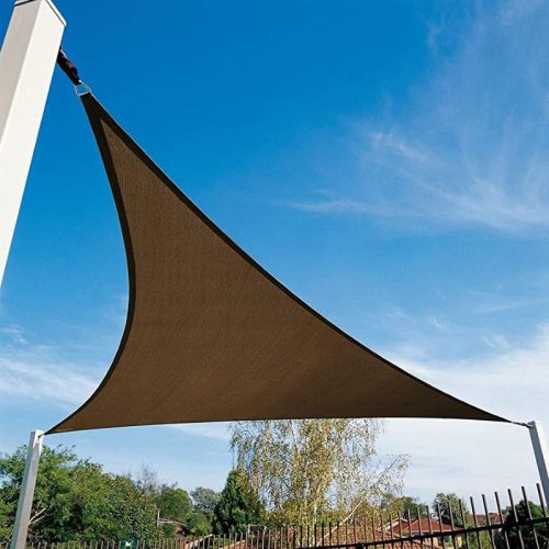 Napvitorla - árnyékoló teraszra, háromszög alakú 3,6x3,6x3,6 m Kávé színben - HDPE anyagból