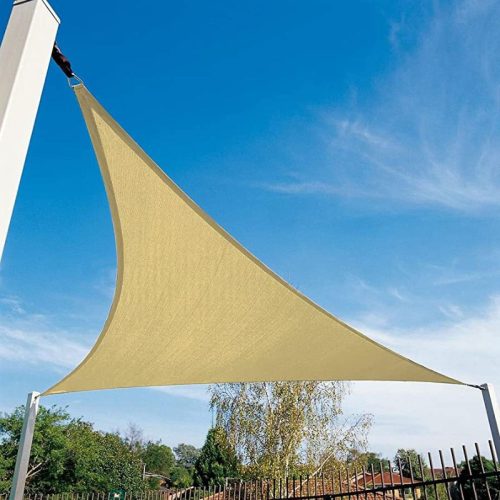 Napvitorla - árnyékoló teraszra, háromszög alakú 3,6x3,6x3,6 m Közép Bézs színben - HDPE anyagból