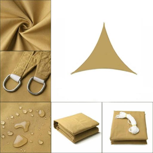 Napvitorla - árnyékoló teraszra, háromszög alakú 3x3x3 m Homok színben - Poliészter anyagból