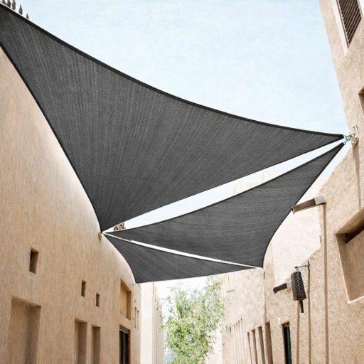 Napvitorla - árnyékoló teraszra, háromszög alakú 5x5x7 m Grafit színben - HDPE anyagból