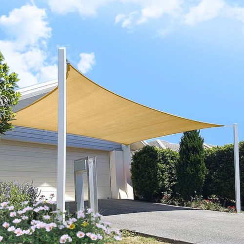 Napvitorla - árnyékoló teraszra, négyszög alakú 2x3 m Világos Barna színben - HDPE anyagból