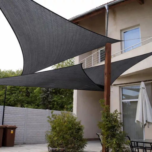 Napvitorla - árnyékoló teraszra, háromszög alakú 3,6x3,6x3,6 m Grafitszürke színben - Prémium HDPE anyagból