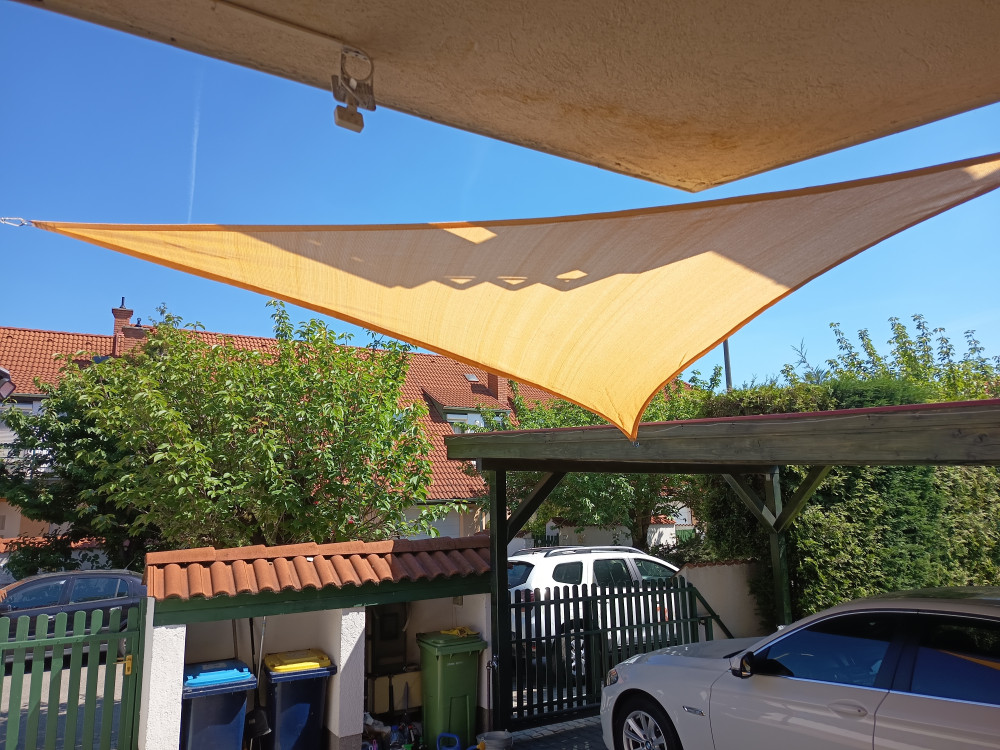 Napvitorla - árnyékoló teraszra, négyszög alakú 4x5 m Világos Homok színben - HDPE anyagból