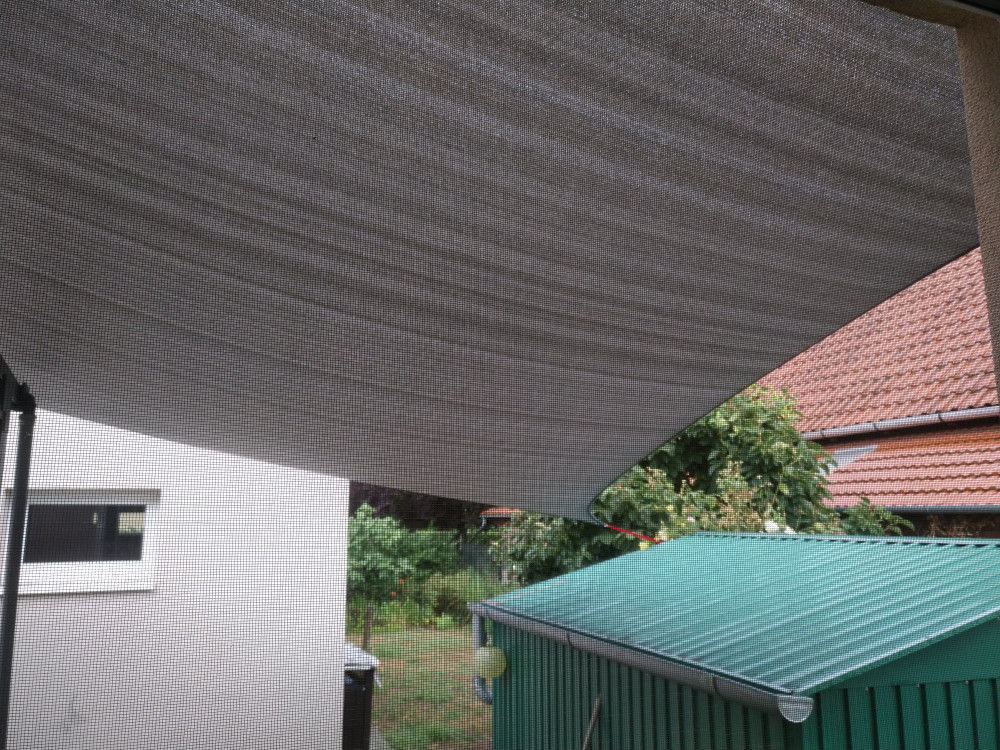     Napvitorla - árnyékoló teraszra, négyszög alakú 4x4 m Világos Bézs színben - HDPE anyagból