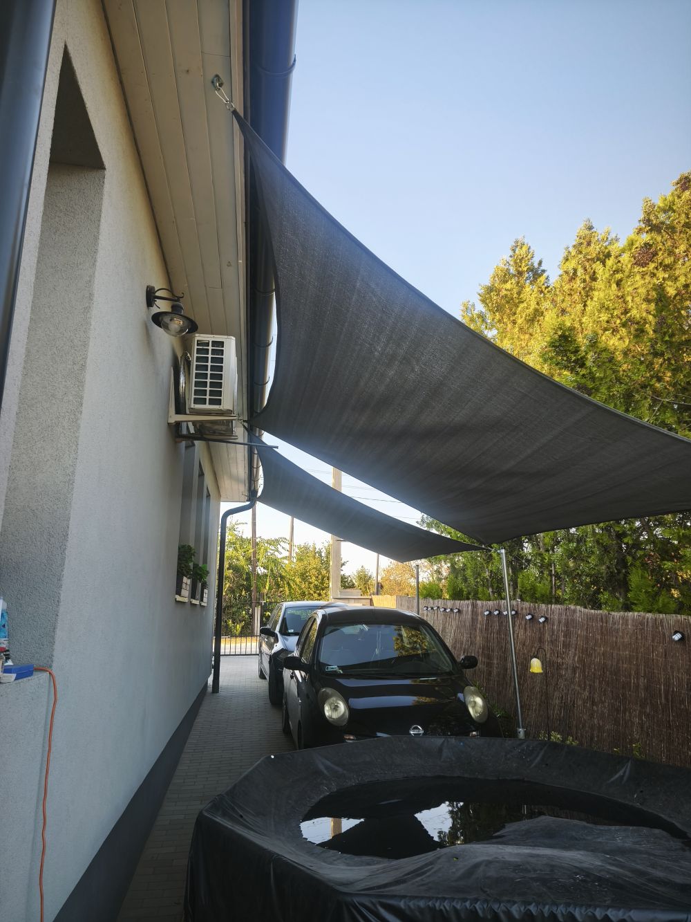 Napvitorla - árnyékoló teraszra, négyszög alakú 3x5 m Grafitszürke színben - Prémium HDPE anyagból