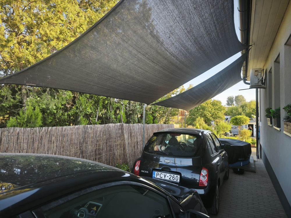 Napvitorla - árnyékoló teraszra, négyszög alakú 3x5 m Grafitszürke színben - Prémium HDPE anyagból